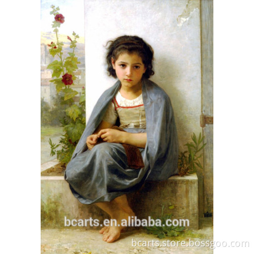Little cute beautiful girl famous classical art painting
